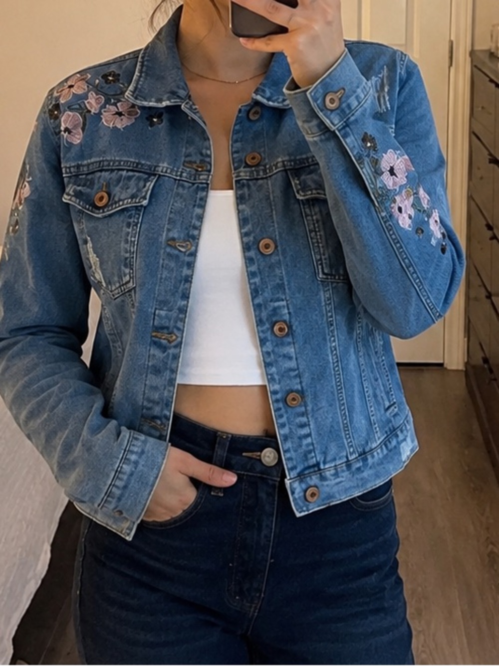Jean Jacket with floral detailing
